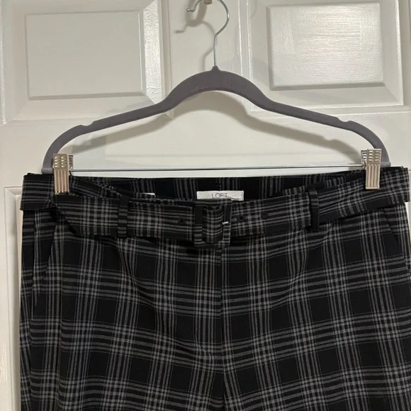 LOFT Devin Belted Slim Pants in Plaid - Picture 3 of 7